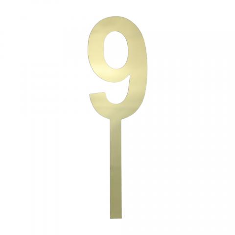 GoBake Large Gold Acrylic Number Cake Topper 9